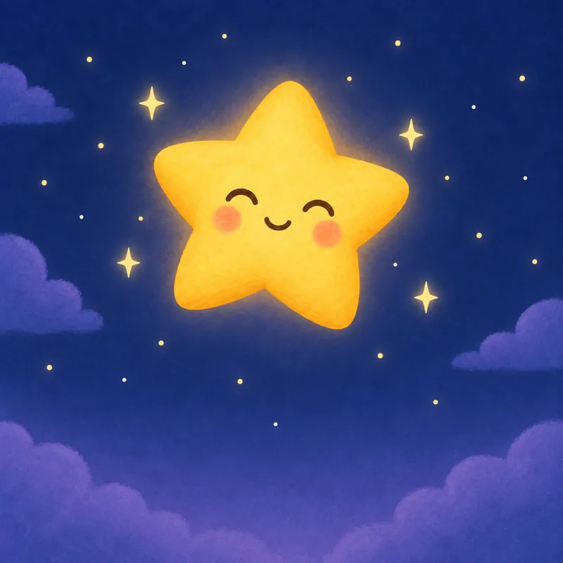 A smiling star in a night sky
